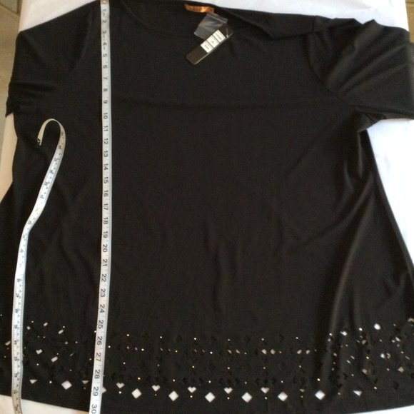 Belldini Black Laser Cut Out Blouse 208A - Picture 5 of 6